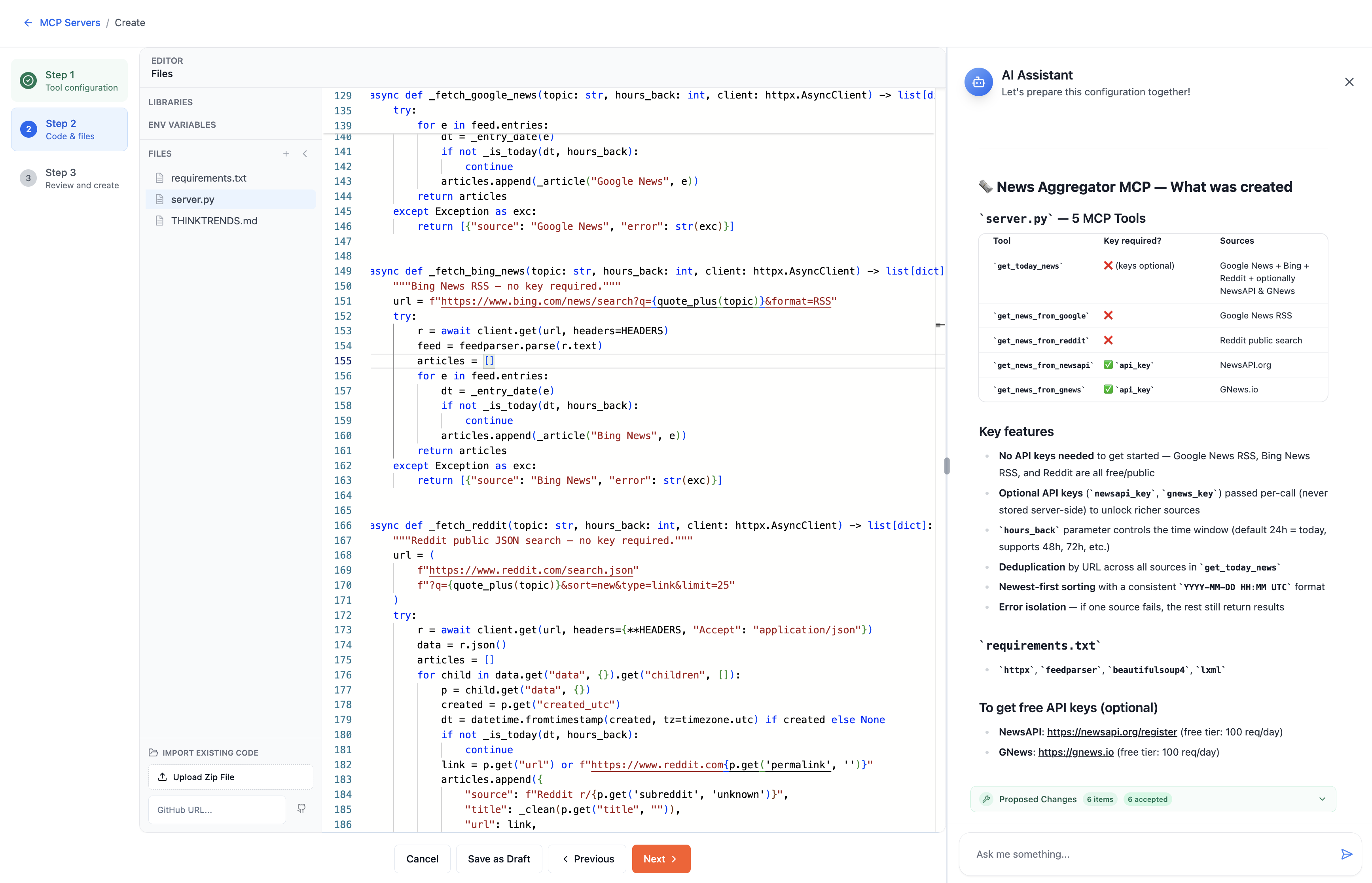 Build custom tools -- MCP creation environment